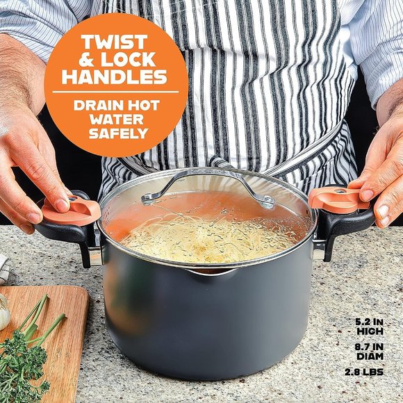 5 Quart Stock Multipurpose Pasta Pot with Strainer Lid - Picture 4 of 8